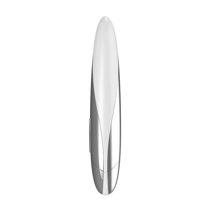 Вибратор на батарейках OVO F11, силикон, белый-серебристый, влагостойкий, 18 см