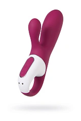 Вибратор с клиторальным стимулятором и подогревом Satisfyer Hot Bunny Connect App, бордовый, 17,5 см