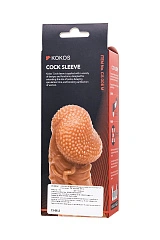 Насадка реалистичная KOKOS COCK SLEEVE 006-M с дополнительной стимуляцией, TPE, телесная, 15.6 см