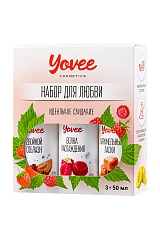 Набор гелей-смазок Yovee для любви (721002+721008+721014), вкус (малин+клубн/дыня+карамель), 3х50 мл