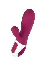 Вибратор с клиторальным стимулятором и подогревом Satisfyer Hot Bunny Connect App, бордовый, 17,5 см