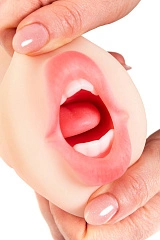 Мастурбатор реалистичный Juicy Pussy by TOYFA Pretty Mouth, рот и вагина, SoftSkin, телесный,17 см