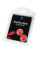 Массажное масло SECRET PLAY BRAZILIAN BALLS, клубника, 2 х 4 гр