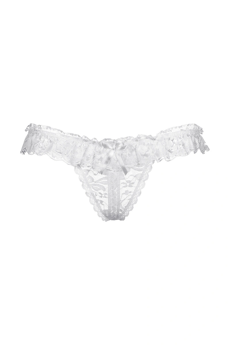 Стринги с кружевной рюшей открытые SoftLine Collection, белый, S/L