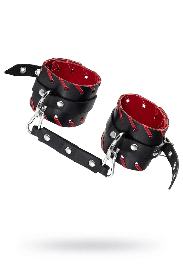 Оковы Pecado, с красной окантовкой, натуральная кожа, черные