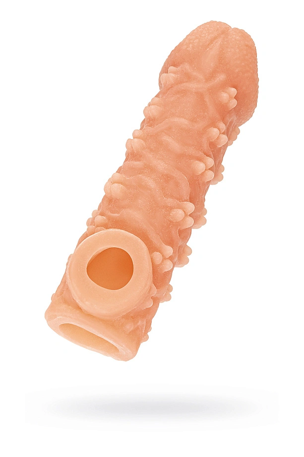 Насадка реалистичная KOKOS COCK SLEEVE 009-S с дополнительной стимуляцией, TPE, телесная, 13.8 см