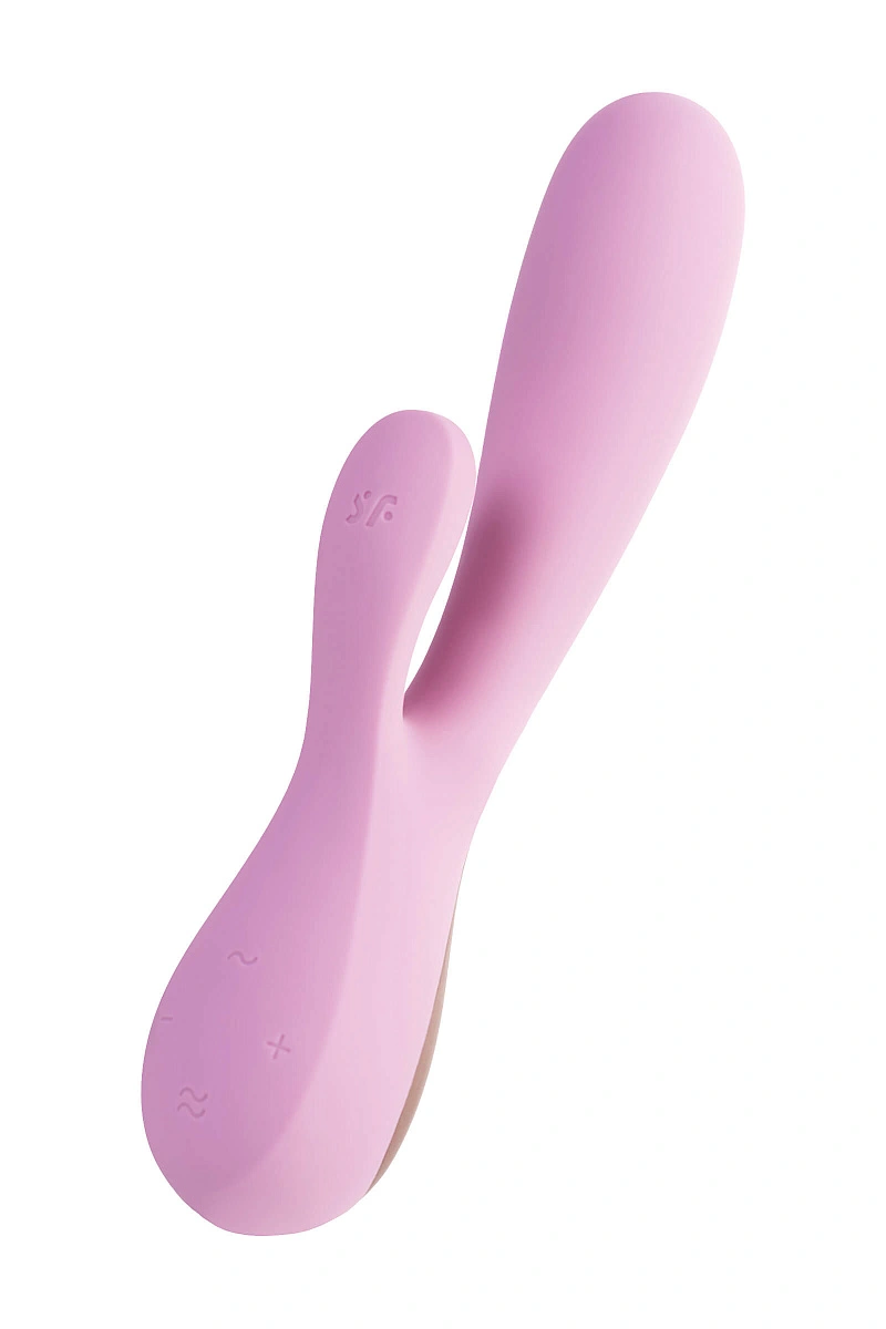 Нереалистичный вибратор Satisfyer Mono Flex Connect App, силикон, розовый, 20,4 см.