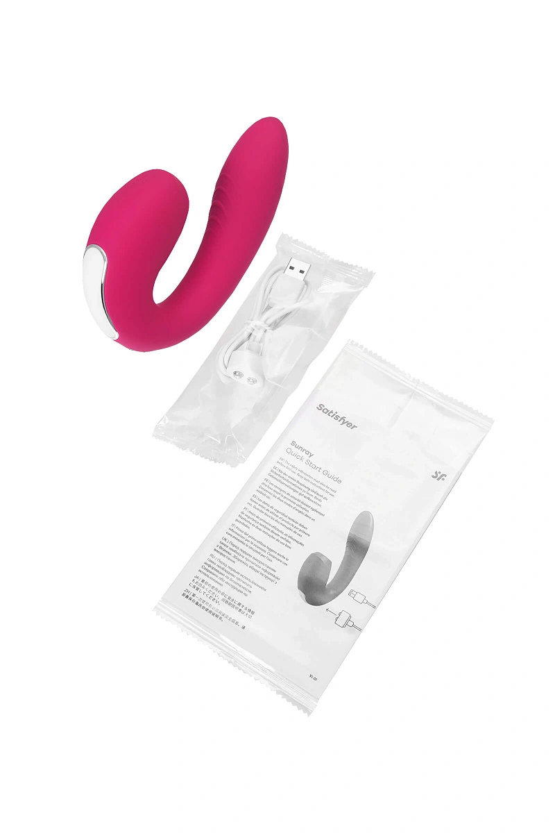 Вибратор Satisfyer Sunray Connect App, с вакуум-волновым стимулятором, силикон, розовый, 15 см