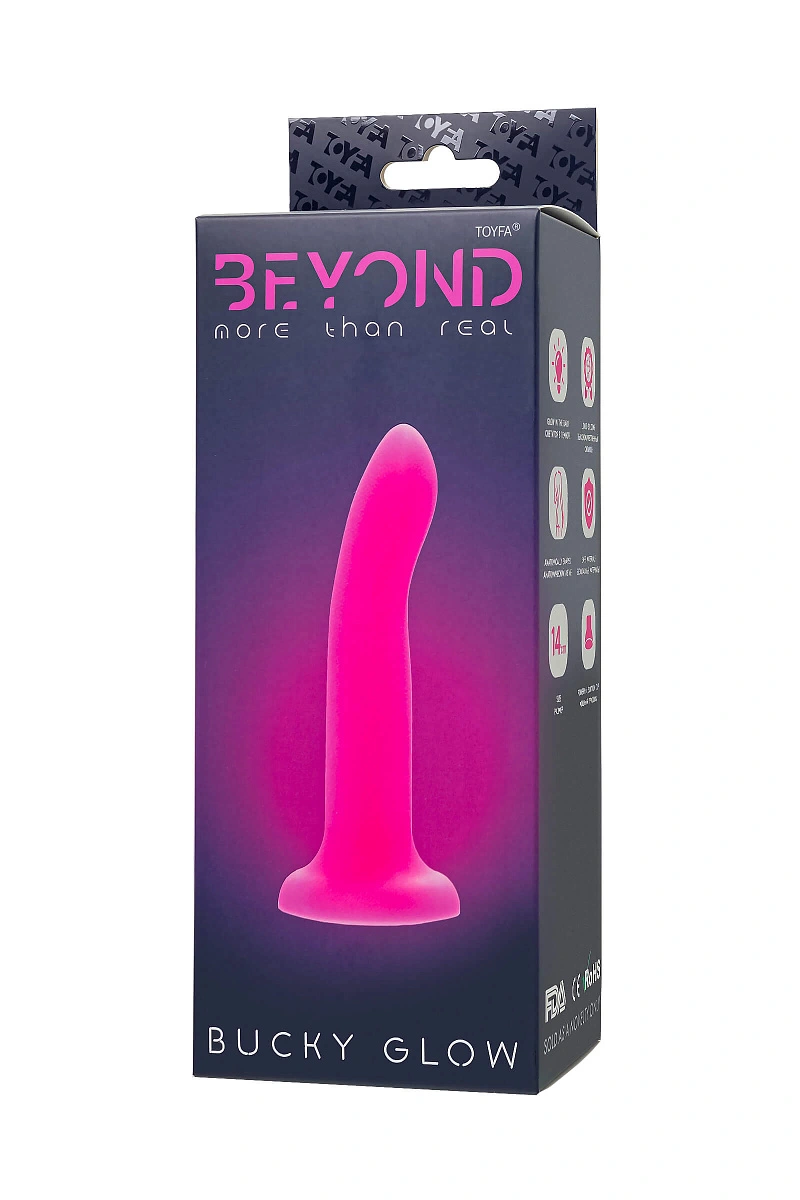 Фаллоимитатор, светящийся в темноте Beyond by Toyfa Bucky Glow, силикон, розовый, 14 см