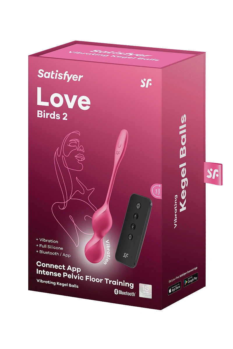 Вагинальные шарики с вибрацией Satisfyer Love Birds 2 Connect App, с пультом ДУ, красный, 22,2 см