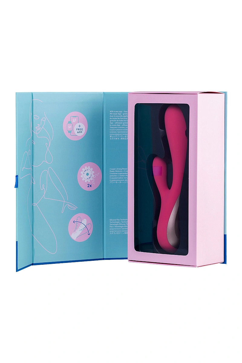 Нереалистичный вибратор Satisfyer Mono Flex Connect App, силикон, красный, 20,4 см.