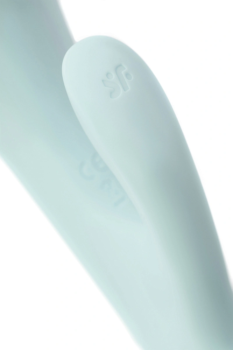 Нереалистичный вибратор Satisfyer Triple Oh, силикон, голубой, 24 см