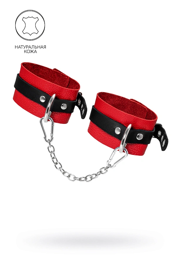 Оковы Pecado, мягкие, с одним ремешком с люверсами, натуральная кожа, красно-чёрные