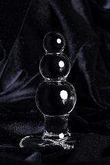 Анальная втулка Sexus Glass Snowman, стекло, прозрачная, 10,5 см, Ø 3,5 см