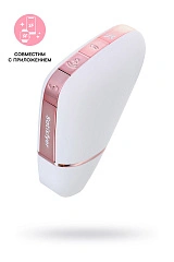 Вакуум-волновой стимулятор с вибрацией Satisfyer Love Triangle Connect App, силикон, белый, 8,8 см