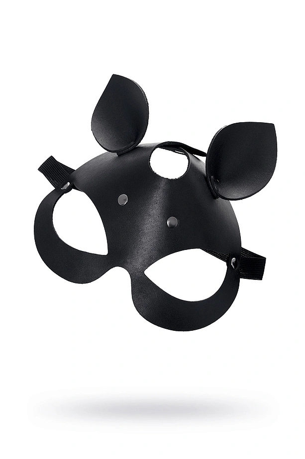 Маска Pecado, с ушками кошки, натуральная кожа, черный