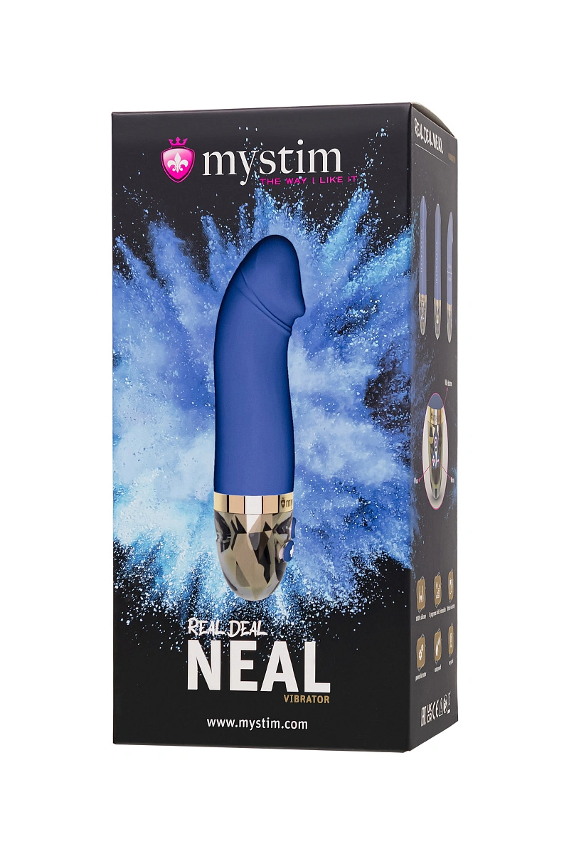 Вибратор Mystim Real Deal Neal силикон,синий, 16,5 см