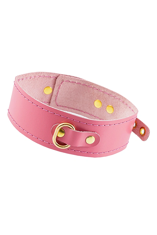 Ошейник Pecado BDSM, однослойный с прошивкой,  натуральная кожа, розовый