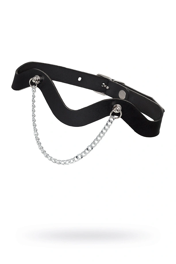 Чокер-волна Pecado, с цепочкой, натуральная кожа, черный