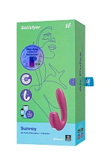 Вибратор Satisfyer Sunray Connect App, с вакуум-волновым стимулятором, силикон, розовый, 15 см