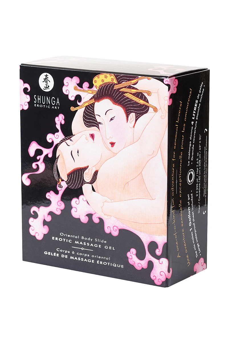 Массажный гель Shunga «Шампанское и клубника» серии «Контактный восточный массаж» 2х225 мл.
