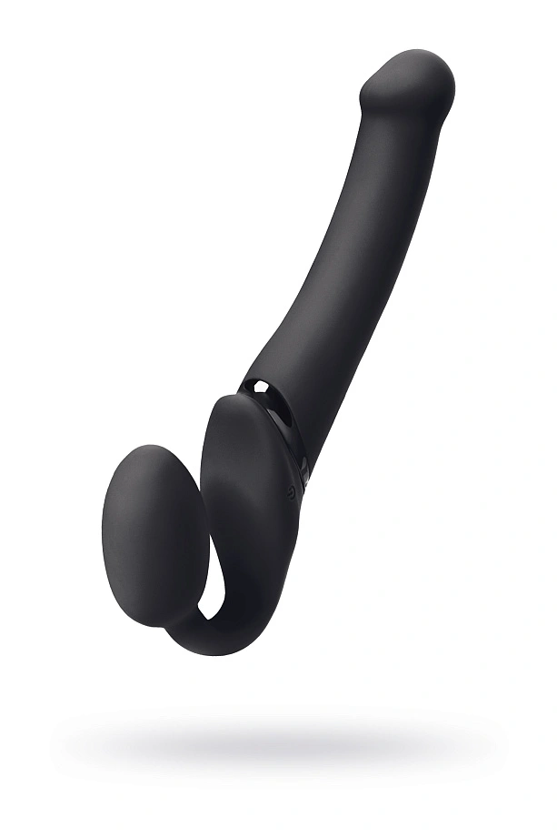 Безремневой нереалистичный страпон Strap-on-me с вибрацией, M, черный