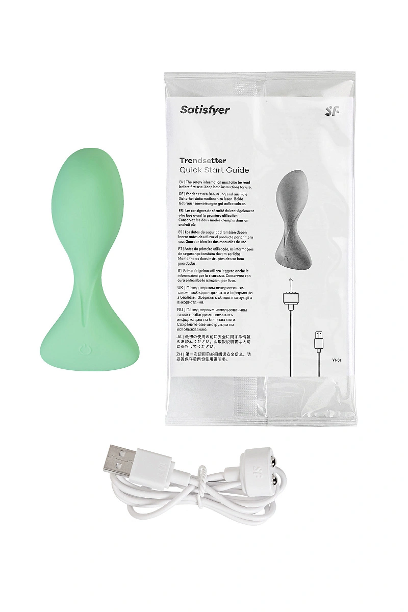 Анальная вибровтулка Satisfyer Trendsetter Connect App, зеленая, 11,3 см