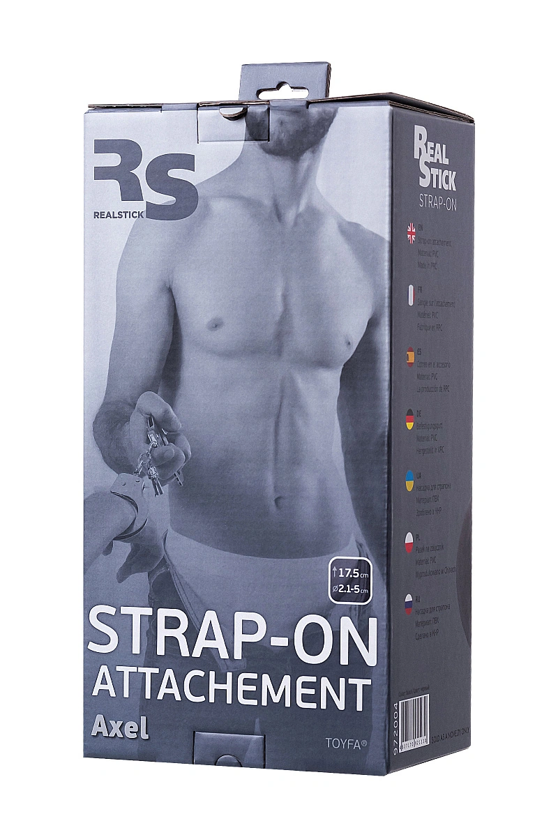 Насадка для страпона RealStick Strap-On Axel, PVC, чёрный, 17,5 см