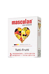 Презервативы Masculan, ultra 1, тутти-фрутти, 19 см, 5,3 см, 3 шт.