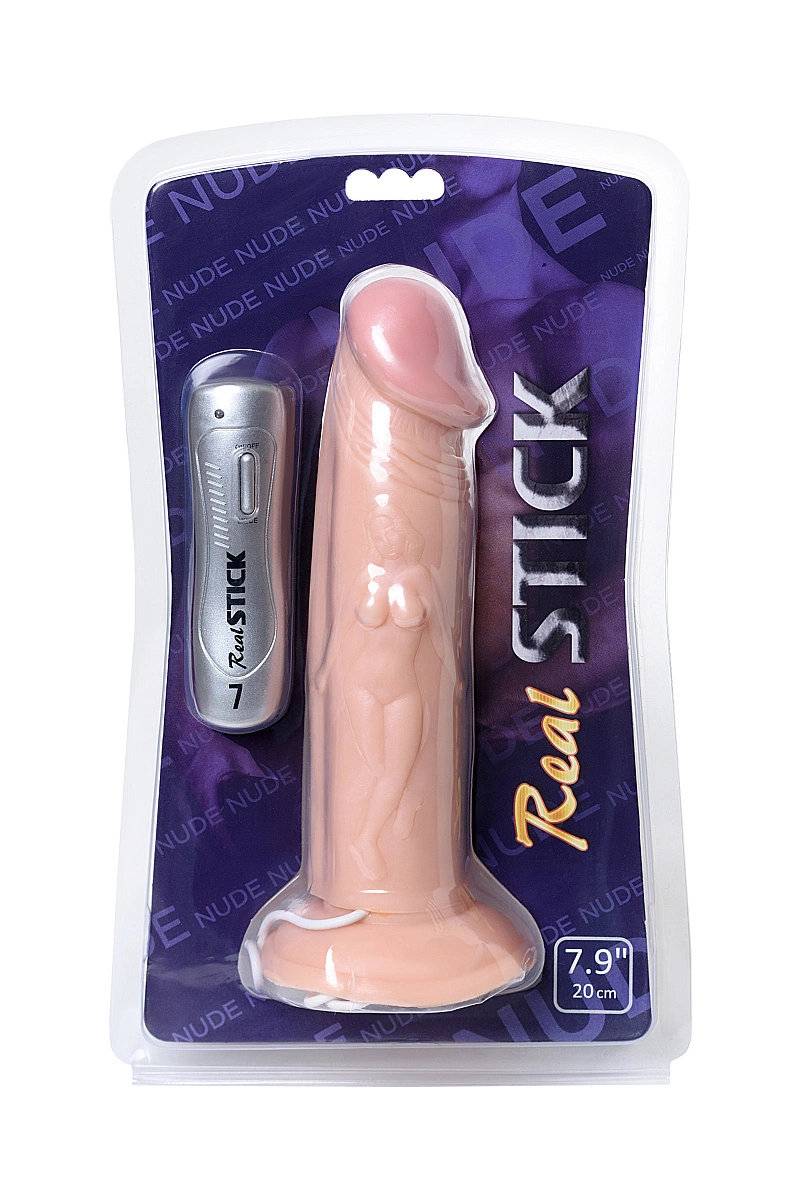 Вибратор RealStick Nude реалистичный, PVC, телесный, 7 режимов вибрации, 19,5 см