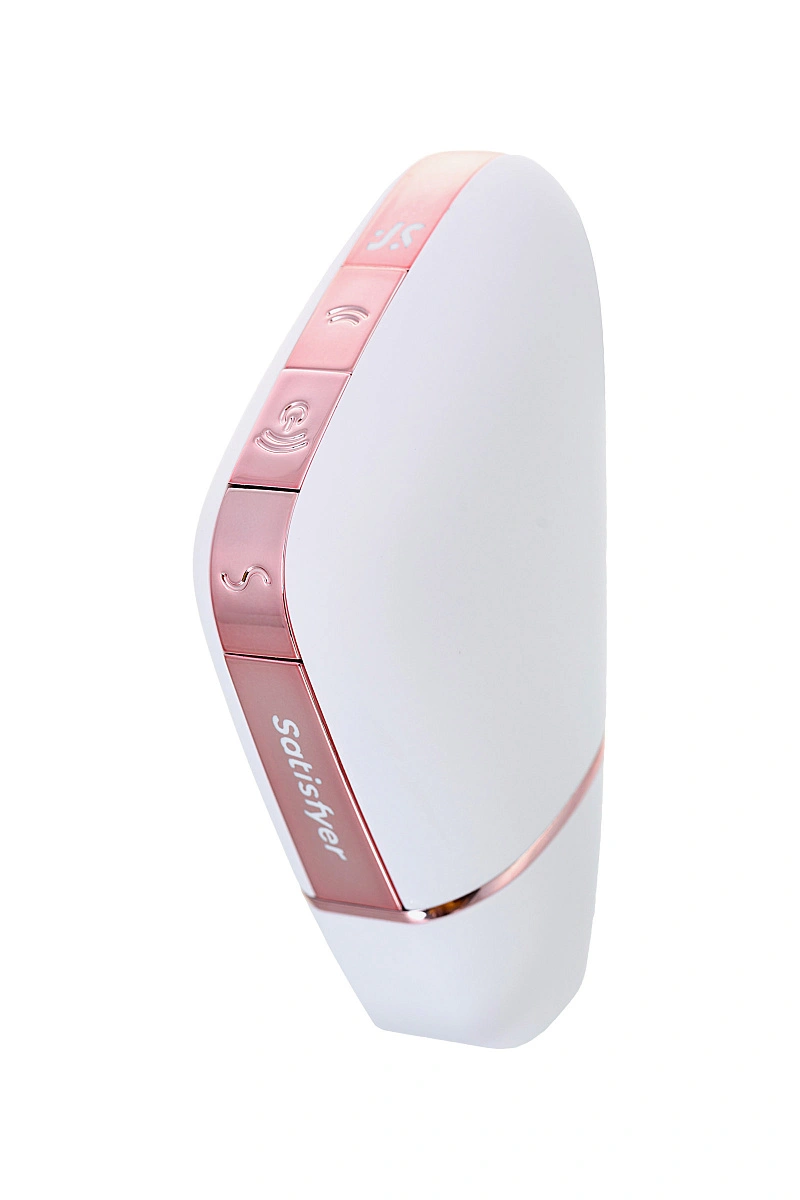 Вакуум-волновой стимулятор с вибрацией Satisfyer Love Triangle Connect App, силикон, белый, 8,8 см