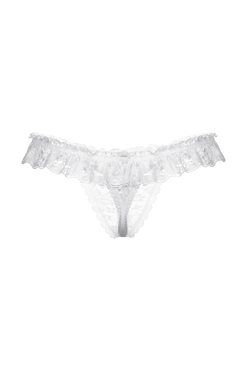 Стринги с кружевной рюшей открытые SoftLine Collection, белый, S/L