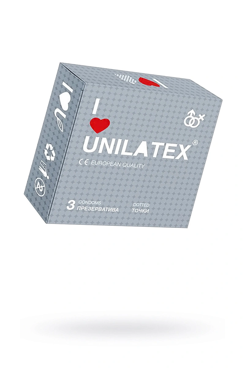 Презервативы Unilatex, dotted, латекс, точечные, 19 см, 5,4 см, 3 шт.