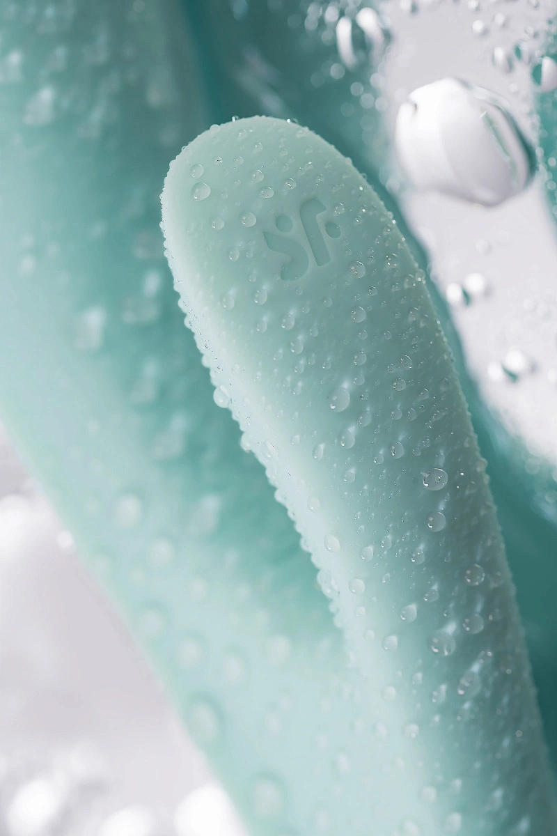 Нереалистичный вибратор Satisfyer Triple Oh, силикон, голубой, 24 см