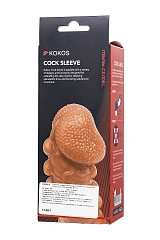 Насадка реалистичная KOKOS COCK SLEEVE 008-L с дополнительной стимуляцией, TPE, телесная, 17.6 см