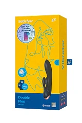 Вибратор с клиторальным стимулятором Satisfyer Double Flex Connect App, черный, силикон, 20 см