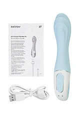 Вибратор для точки G с расширением Satisfyer Air Pump Vibrator 5 Connect App, силикон, голубой, 20см