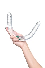 Фаллоимитатор двусторонний TOYFA Basic Double Dildo, TPR, прозрачный, 40 см