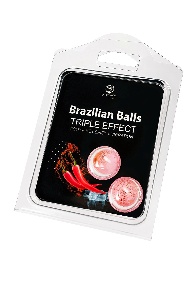 Массажное масло SECRET PLAY BRAZILIAN BALLS, тройной эффект, 2 х 4 гр