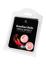 Массажное масло SECRET PLAY BRAZILIAN BALLS, тройной эффект, 2 х 4 гр