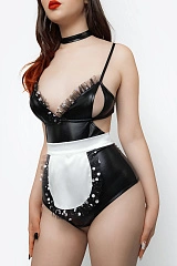 Костюм горничной Erolanta Eleanor (боди, фартук, головной убор, чокер) черно-белый (50-52)