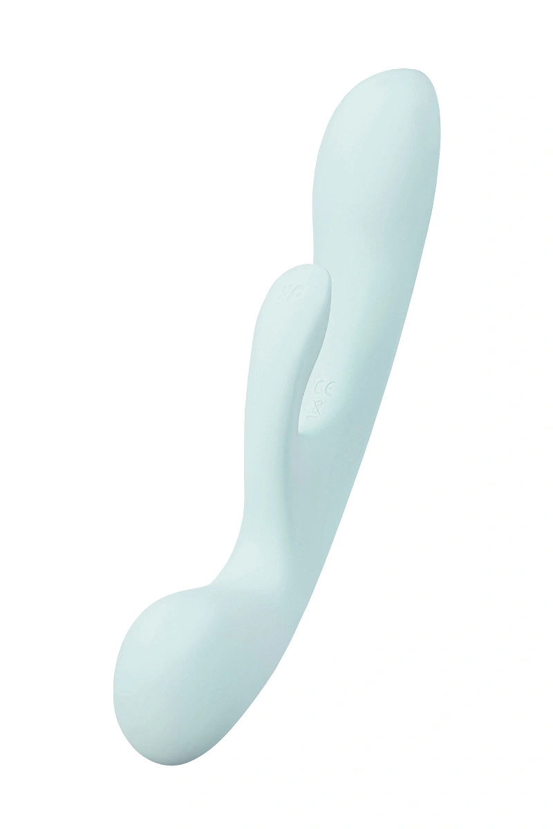 Нереалистичный вибратор Satisfyer Triple Oh, силикон, голубой, 24 см