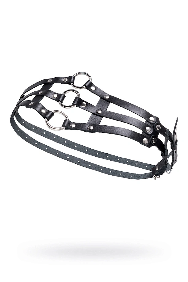 Пояс Pecado, с кольцами, натуральная кожа, черный