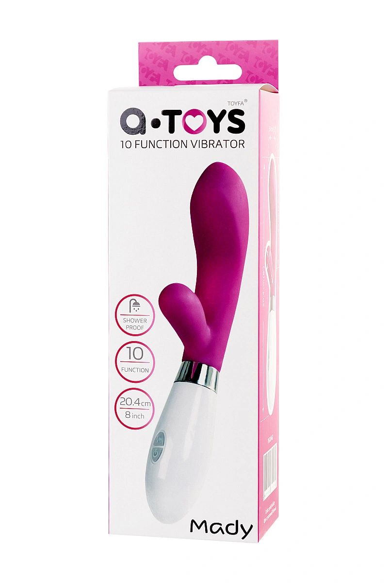 Вибратор с клиторальным стимулятором A-Toys by TOYFA Mady, силикон, розовый, 20,4 см