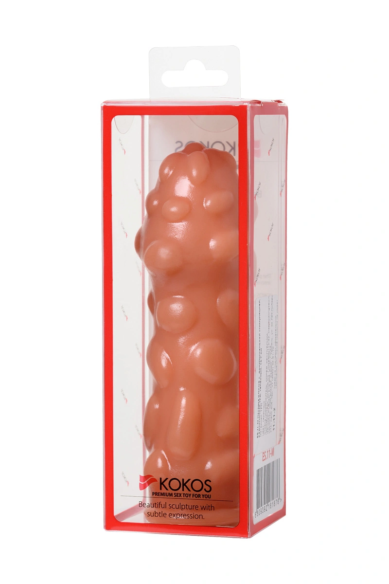 Насадка реалистичная KOKOS EXTREME SLEEVE с дополнительной стимуляцией, TPE, телесная, 14.7 см, ES-11