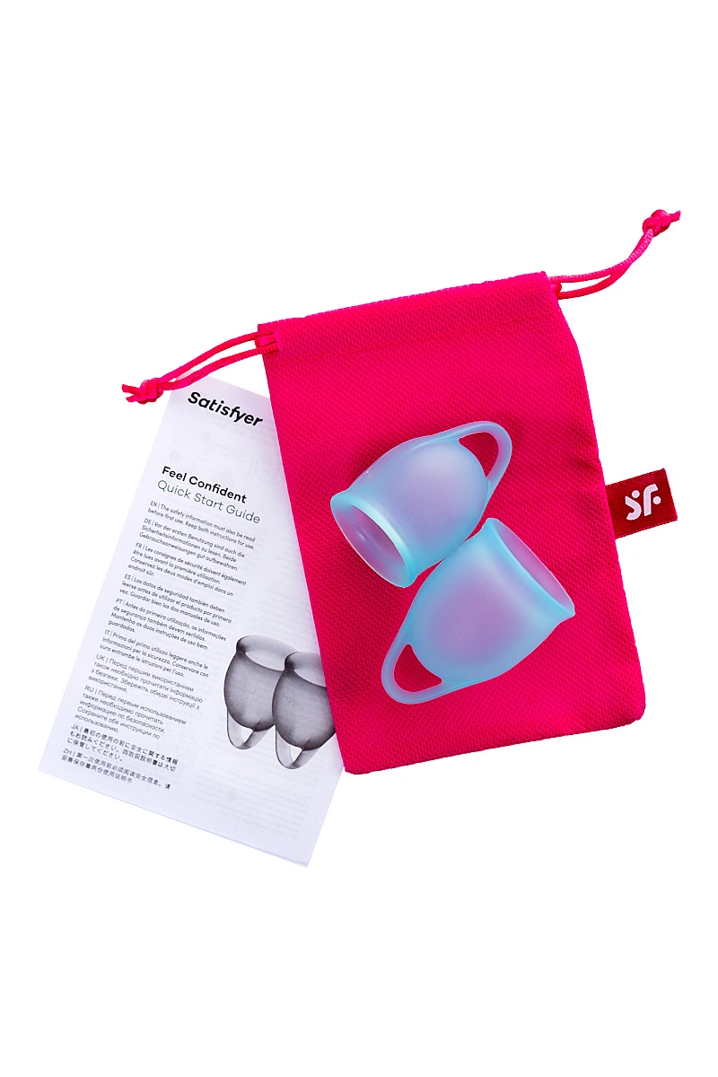 Менструальная чаша Satisfyer Feel Confident, 2 шт в наборе, силикон, синий