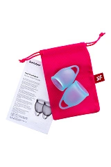 Менструальная чаша Satisfyer Feel Confident, 2 шт в наборе, силикон, синий