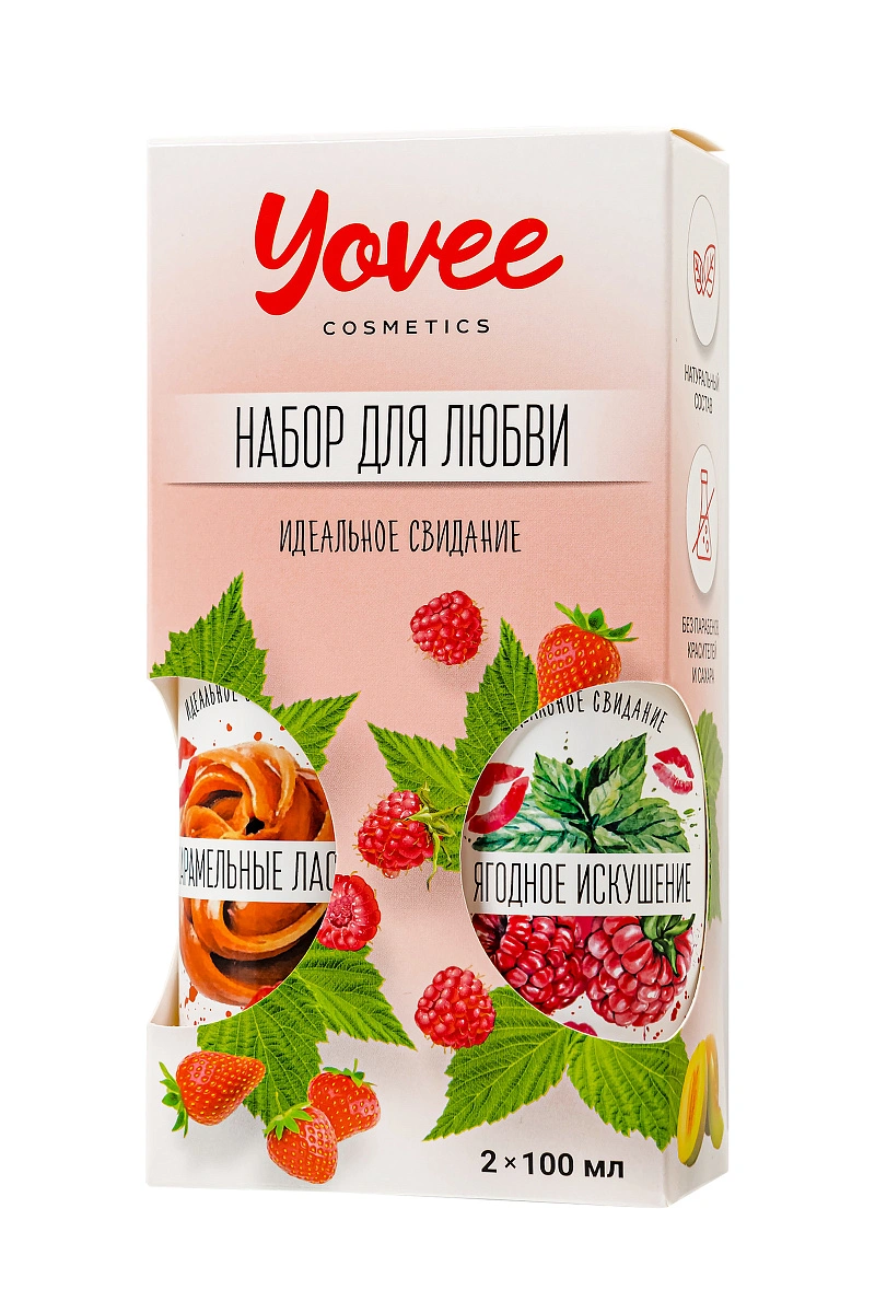 Набор гелей-смазок Yovee для любви вкусовой: малина/мята и карамель, 2х100 мл