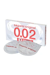 Презервативы Sagami, original 0.02, полиуретан, ультратонкие, гладкие, 19 см, 5,8 см, 2 шт.