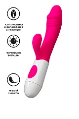 Вибратор с клиторальным стимулятором A-Toys by TOYFA Area, силикон, розовый, 19,5 см